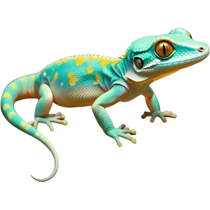 Cinematic Noble Gecko Portrait Emoji, Poised and sleek, with a compact, agile body adorned with textured, mottled scales and luminous, alert eyes accentuated by delicate toe pads and subtle patterning, Simplified yet sharp and sophisticated features, highly detailed, glowing with a soft, ambient jungle glow, high shine, intelligent and vigilant, stylized with an air of exotic elegance, focused and precise, soft glowing outline, capturing the essence of a watchful reptilian guardian that seems ready to scamper out of the screen with effortless agility! emoji