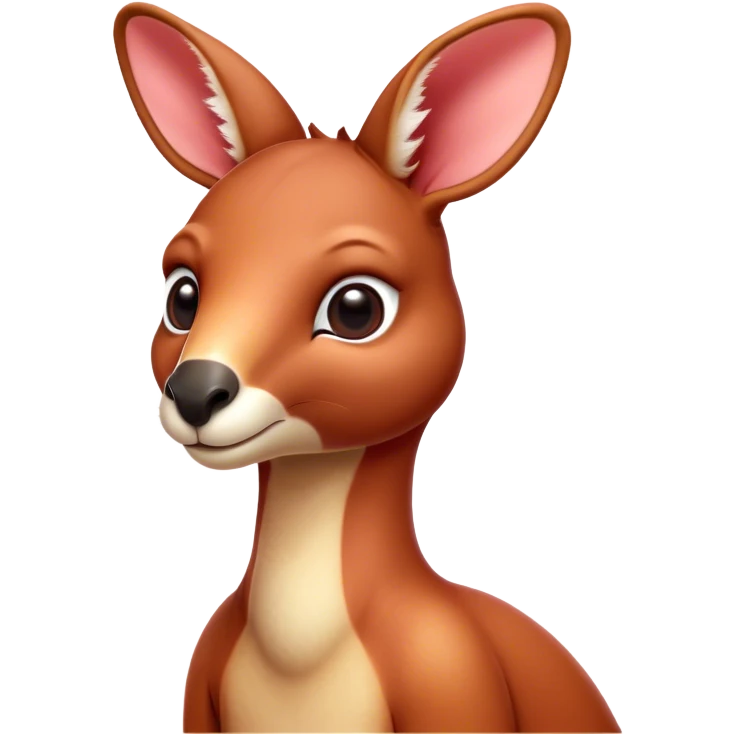 Cinematic Cute Adult Red Kangaroo Portrait Emoji, Head tilted playfully and inquisitively, showcasing a charming, robust build with soft reddish fur and a uniquely red kangaroo-like head featuring a gentle, elongated snout and rounded ears, with large, sparkling eyes full of wonder, Simplified yet irresistibly adorable features, highly detailed, glowing with a warm, friendly glow, high shine, affectionate and lively, stylized with a touch of outback whimsy, soft glowing outline, capturing the essence of a mischievous yet loving kangaroo that seems as if it could hop out of the screen into your arms! emoji