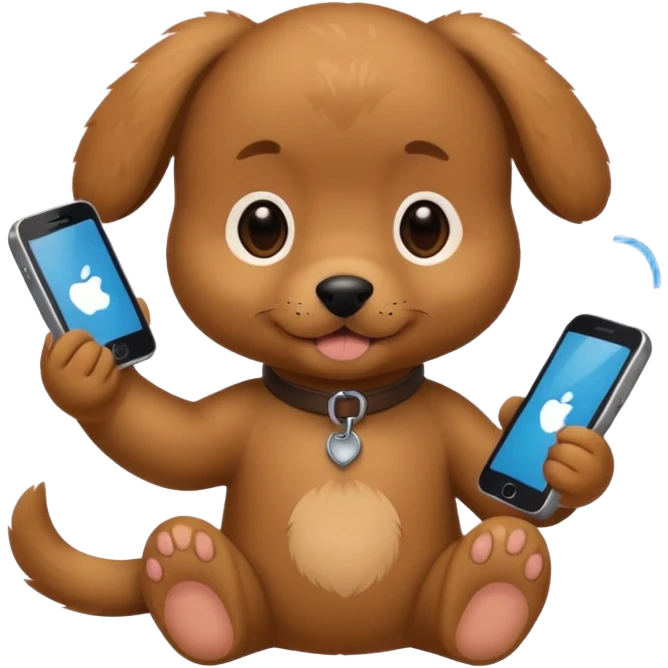 puppy with phone emoji