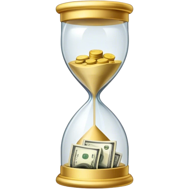 Hourglass with cash beside emoji