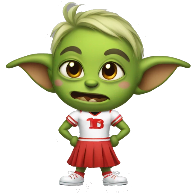 goblin wearing a cheerleader uniform emoji