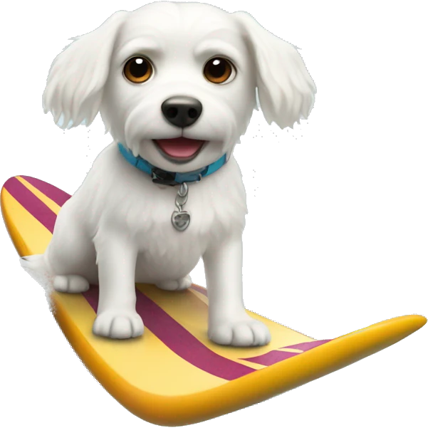 Little white dog on a surf board emoji
