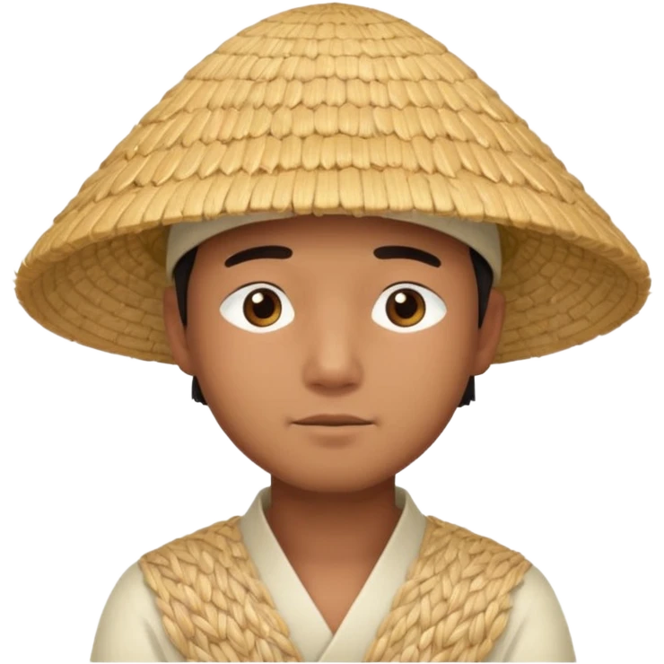 Asian guy with a rice hat, eyes more closed emoji