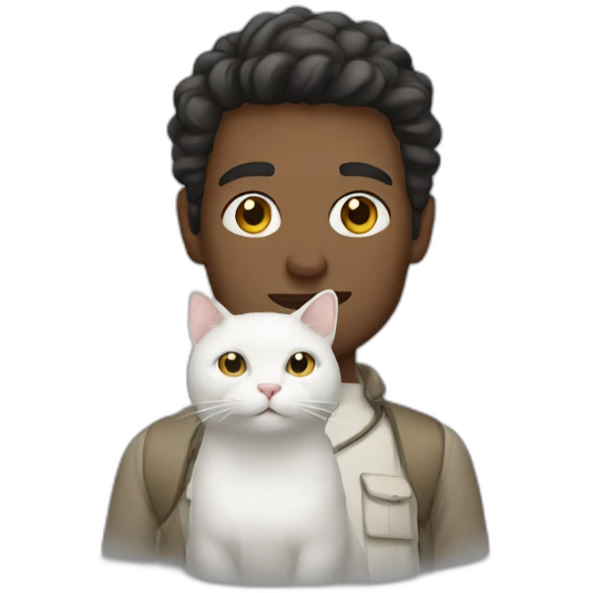 man with white cat emoji