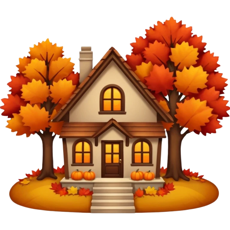 Autumn house with light emoji