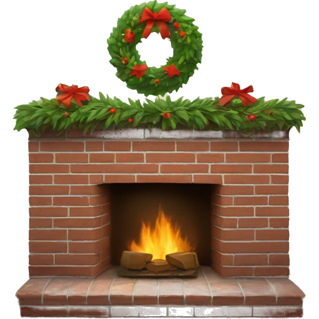 Brick Fireplace with wreath  emoji