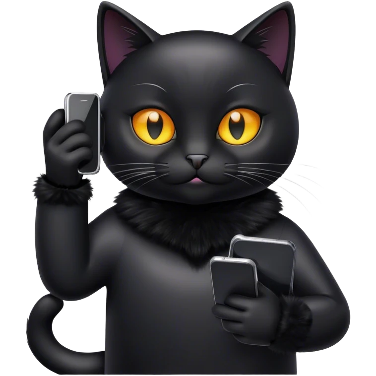 black-cat-with-phone emoji