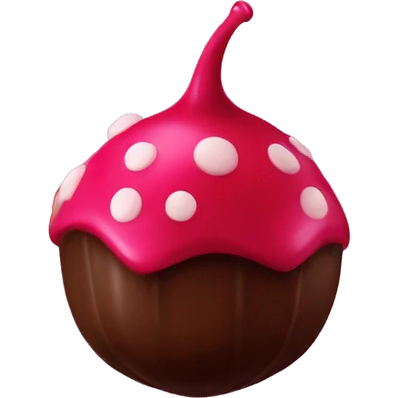 Fuchsia coated chocolate with red dots emoji