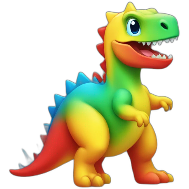 red, yellow, green and blue google chrome dino emoji