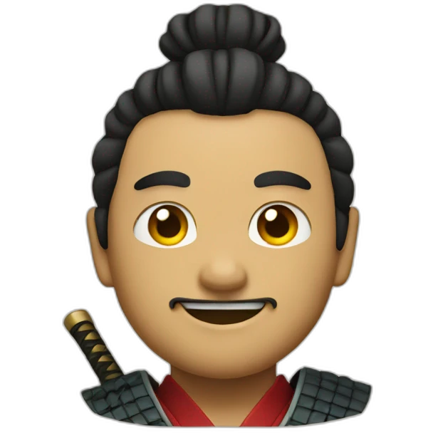 Samurai with a flat smiling emoji emoji