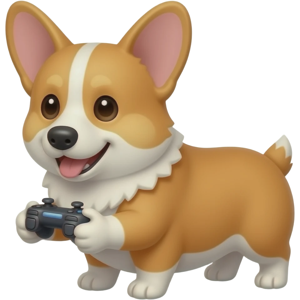 corgi playing video game emoji