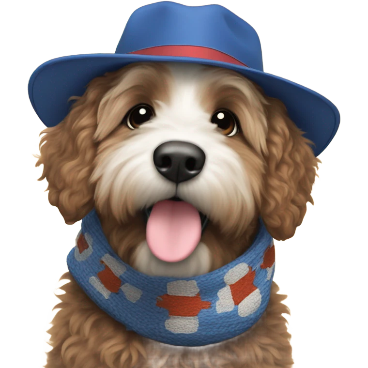 Bernedoodle with knoxville smokies hat and scarf emoji