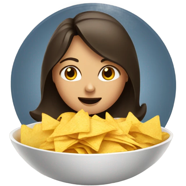 Brunette girl in bowl of nachos emoji