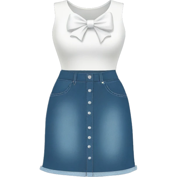 Denim skirt with white bow emoji