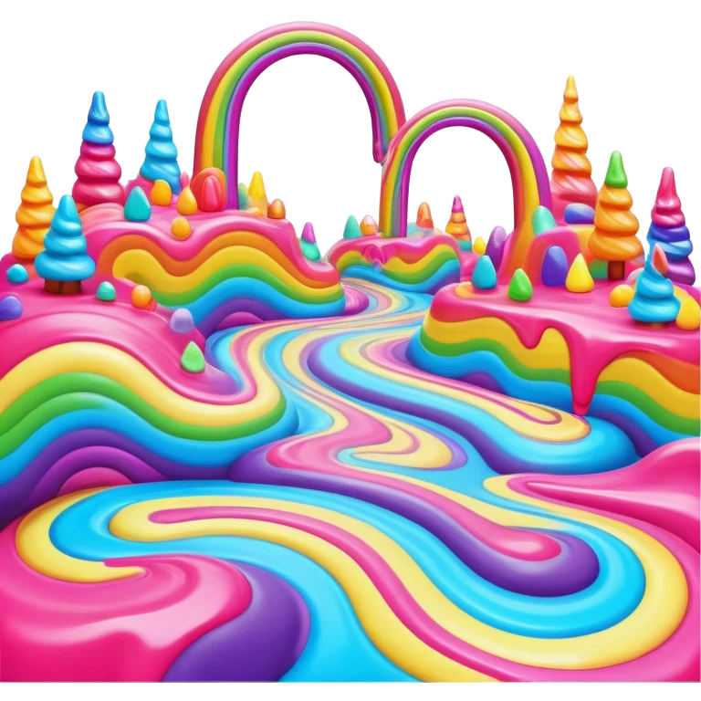 surreal melting neon rainbow candy land landscape emoji