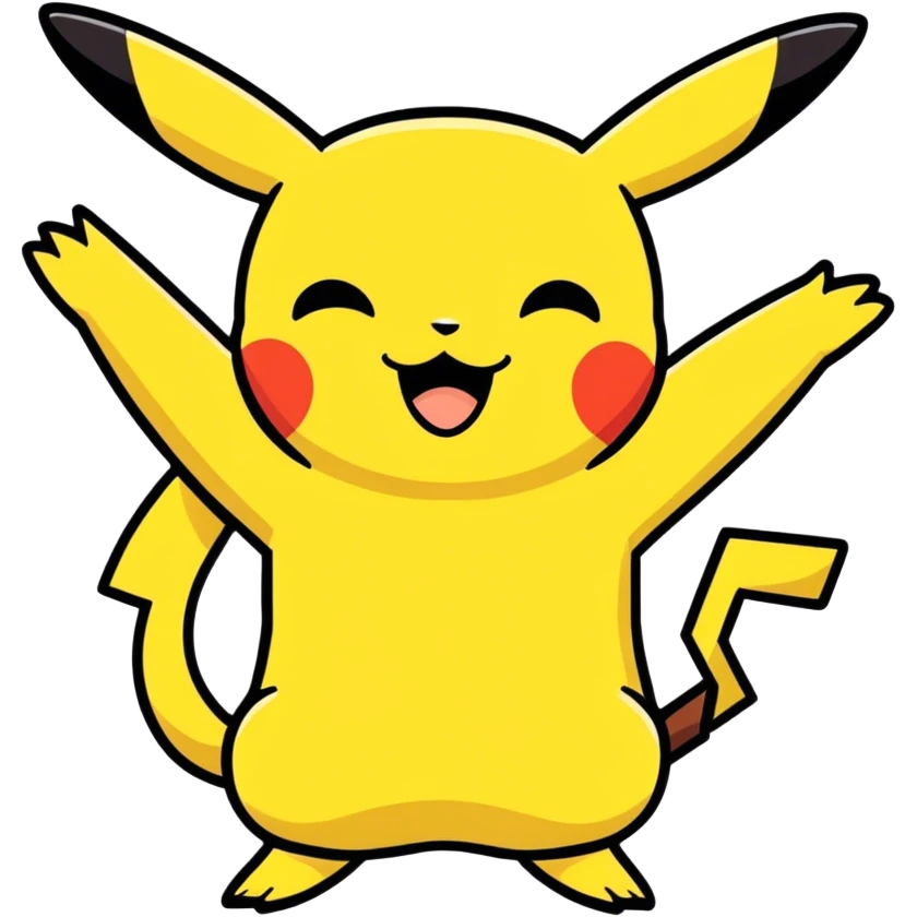 Ellerini iki yana açıp dua eden müslüman picachu emoji