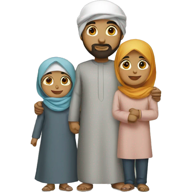 muslim family three kids emoji