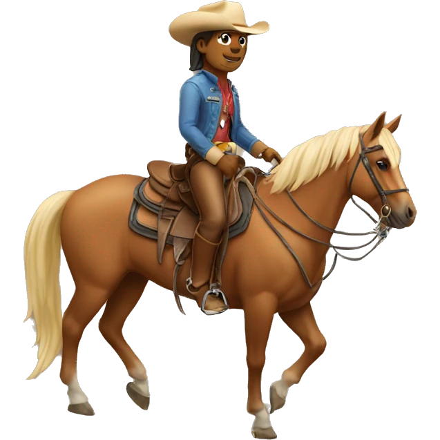 Macan in a cowboy hat on a horse. emoji