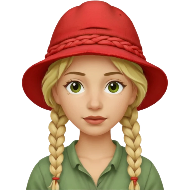 messy green clay mask and red tourist hat blond braided woman emoji