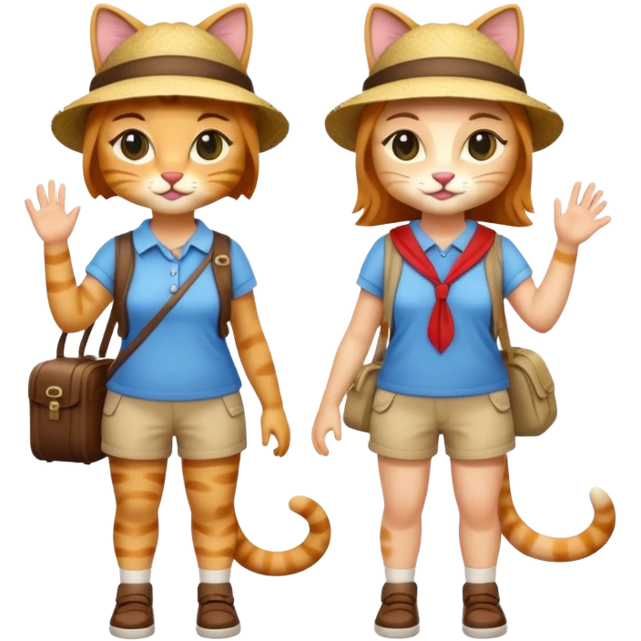 2 girl cats dressed up as tourists full body emoji