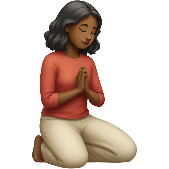 Girl on her knees prays emoji