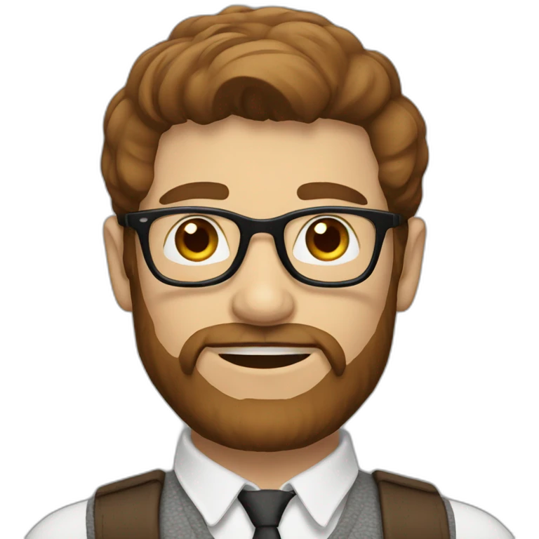 white man hipster brown hair without glasses emoji
