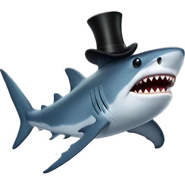 Shark with a top hat emoji
