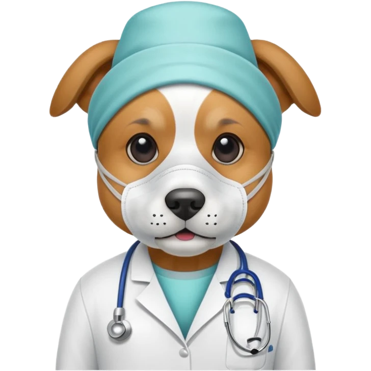 doctor dog wearing medical mask emoji
