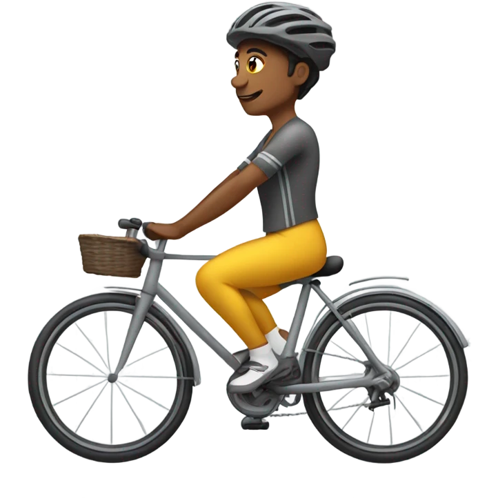 Una ciclista con su bici gris  emoji