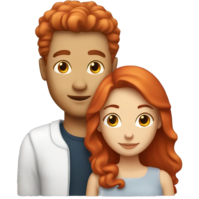 Red haired white couple in love emoji
