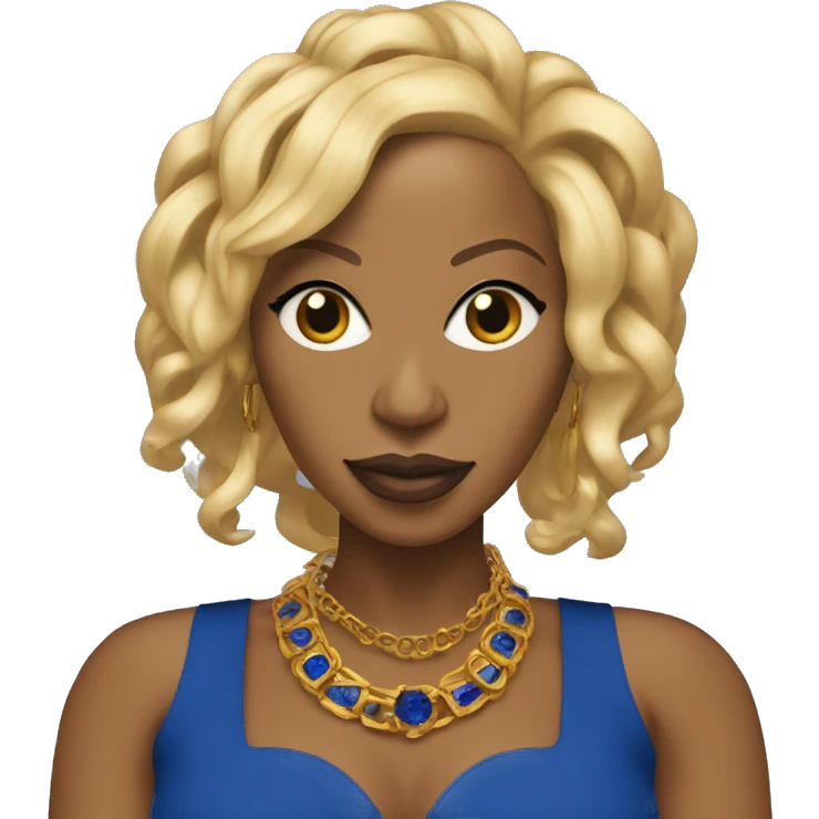Mary j blige with blue and gold locs wearing a royal blue and gold dress  emoji