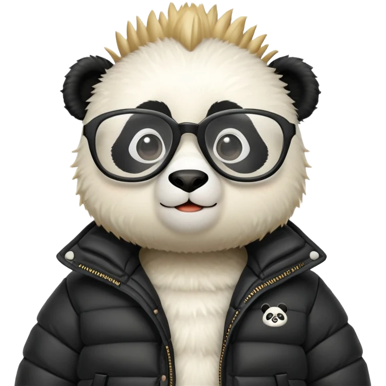 Panda wearing a puffer jacket a Mohawk and a pair of glasses  emoji