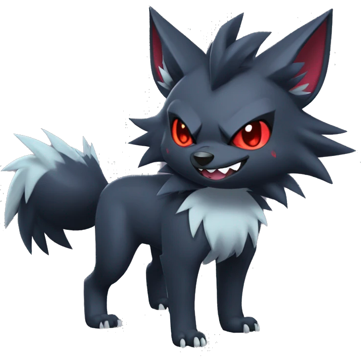 Cool Edgy Zorua-Zoroark-Mightyena full body emoji