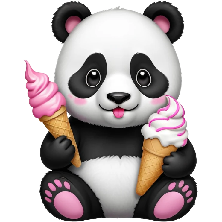 Panda eating ice cream emoji