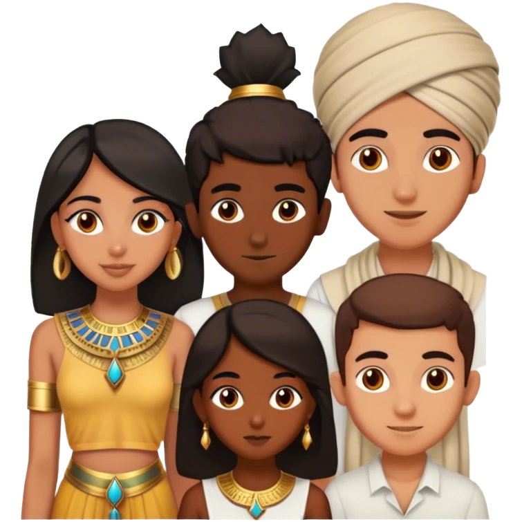 5 best friends, 1 Egyptian man, 1 indian girl 1 persian girl 1 moroccan boy 1 black boy emoji