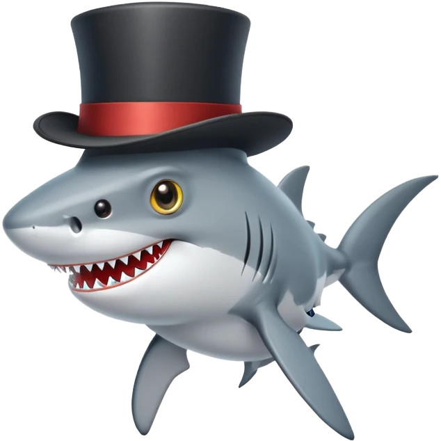Shark with a top hat emoji