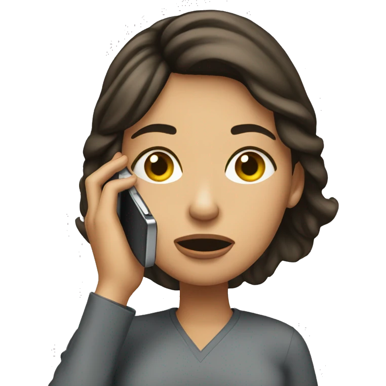 Beautiful Brunette Woman talking on her cellphone crying emoji