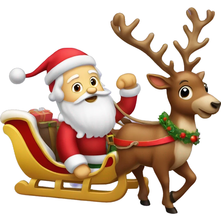 Santas sleigh with reindeer  emoji