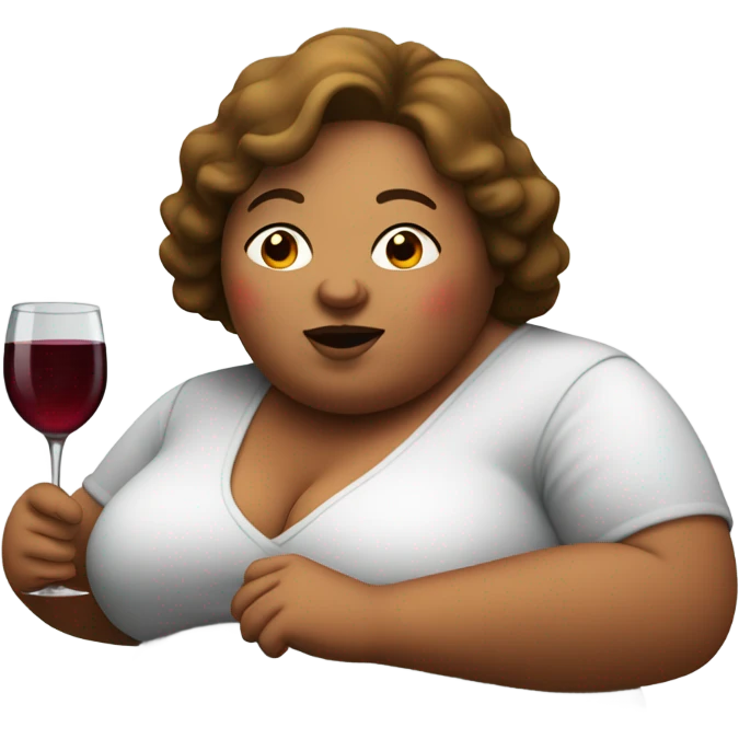 fat woman with a glass of wine emoji