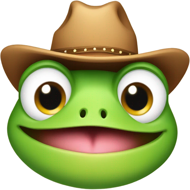 Cute frog with mini cowboy hat blushing emoji