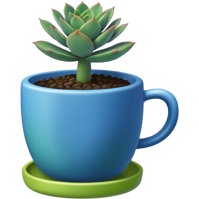 Desk Succulent Plant blue cup emoji