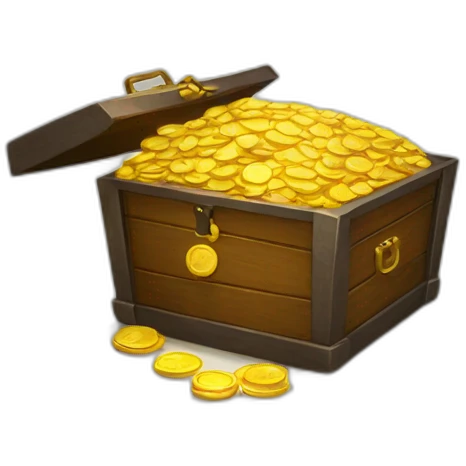 many gold coin in a coffer emoji