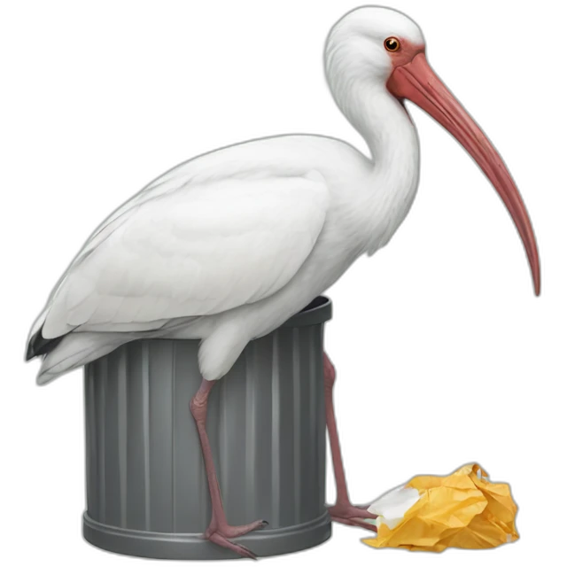Australian white ibis in a trash can emoji
