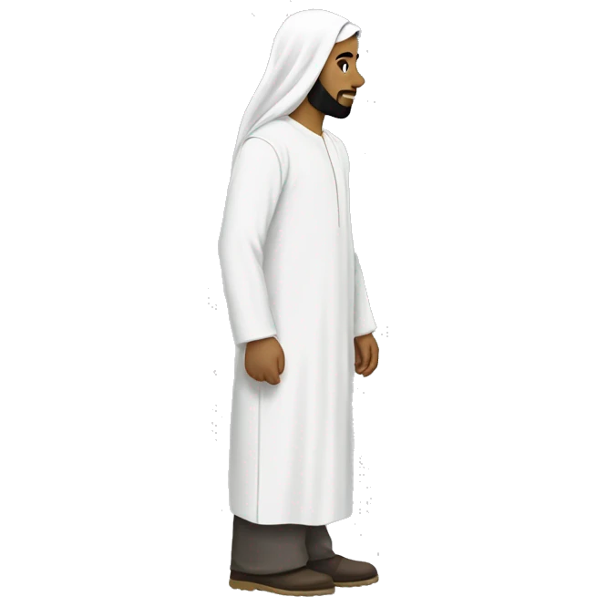 sideview of a bearded muslim man in a white thobe walking emoji