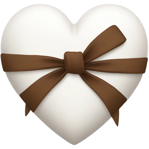 A white heart with a brown bow emoji