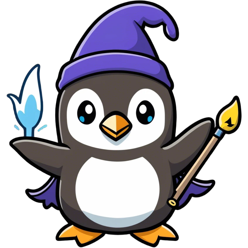 penguin wizard casting a spell emoji