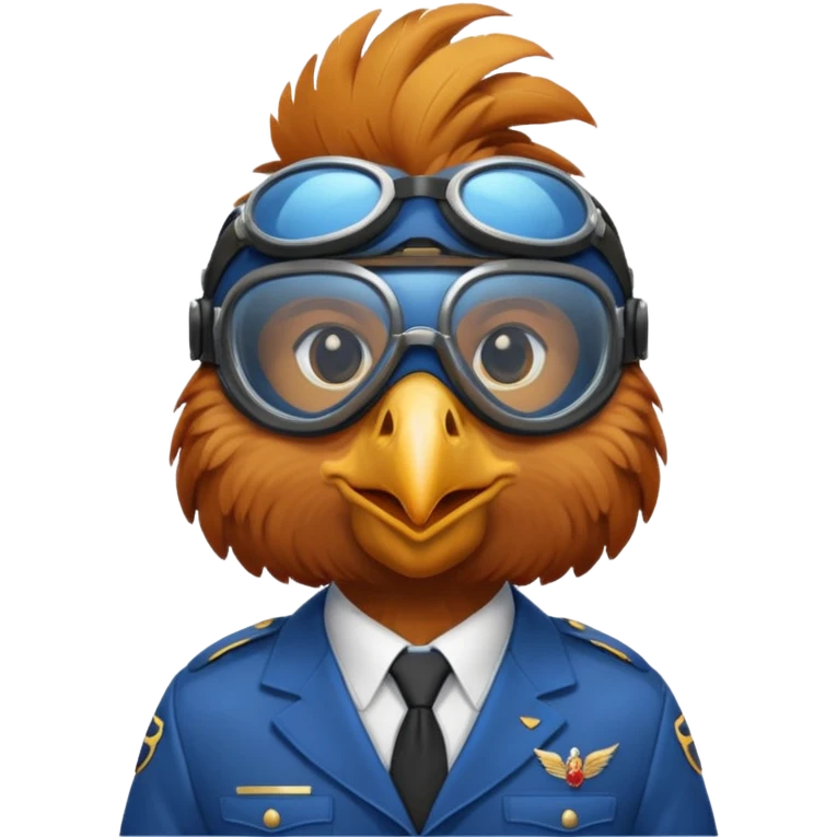 blue suited rooster pilot emoji