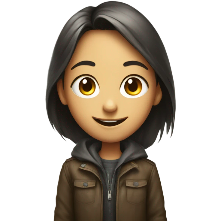 smiling greed eyed girl with boy in jacket emoji