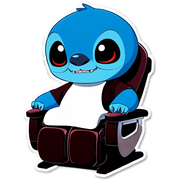 Stitch stand in a massage chair emoji