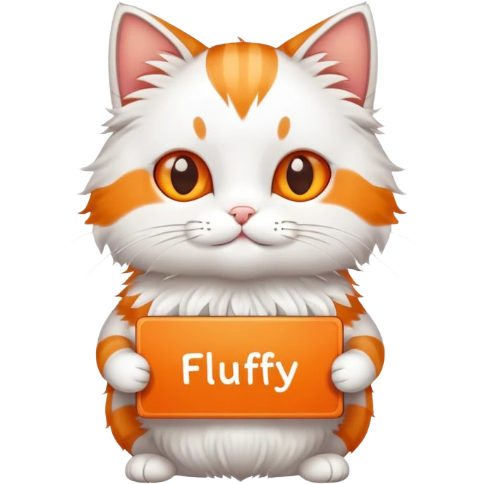 A cat holds the sign with the inscription emoji